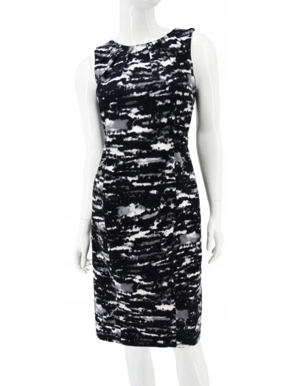 Michael Kors Black Gray Tie Dye Sheath Sleeveless Dress Womens 8 Petite